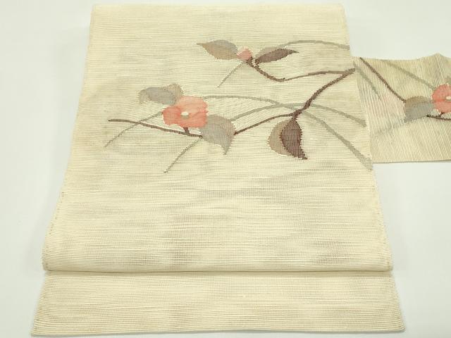 長閑やかさ屋お召しもの＊夏物 八寸名古屋帯 枝花文 正絹 珠玉 CABG7529rv