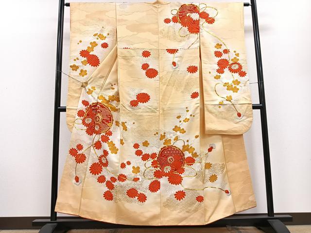 平和屋着物○豪華振袖 駒刺繍 流水雪輪花鞠文 金彩 ロング丈