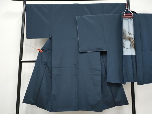 長閑やかさ屋お召しもの●御前上等 成人男性 色無地 合奏団 鬼しぼクレープ 藍鉄御納戸地 珠玉 未当て嵌める CYAA4542s6