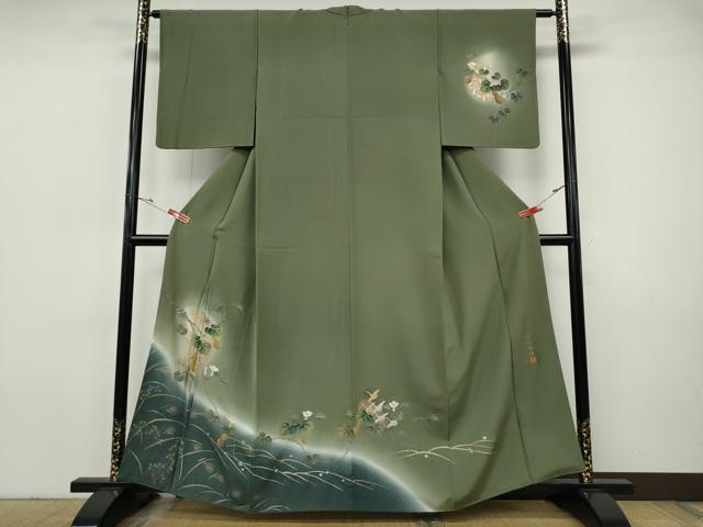 平和屋着物●螺鈿作家　藤本隆士　訪問着　螺鈿　飛鶴瓢箪蔦の葉花文　暈し染め　金銀彩　正絹　逸品　CABH9944ut｜平和屋
