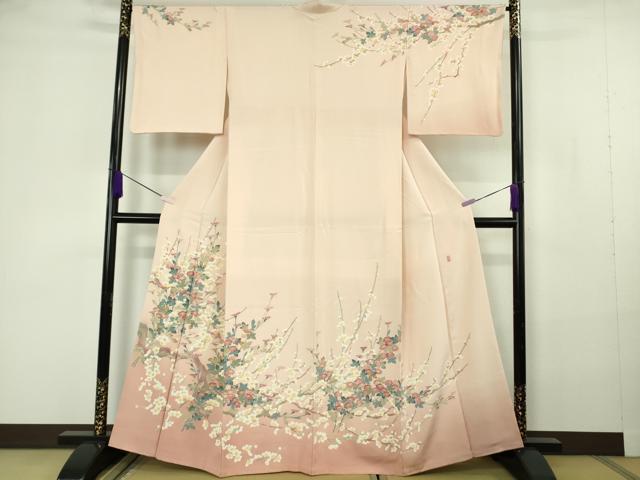 長閑やかさ屋中央局●御前上等 本加賀友禅絵書き 大村洋子 短い訪問着 枝花文 洗柿色 暈し染め 高島屋取りまわし 珠玉 DZAB7159kh6