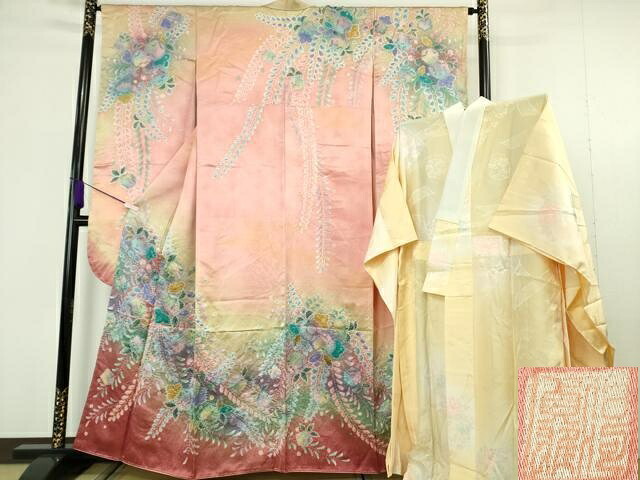 平和屋本店●極上 伯河貞雄 振袖・長襦袢(無双仕立て)セット 辻が花 暈し染め 逸品 DZAB7167kh6|平和屋