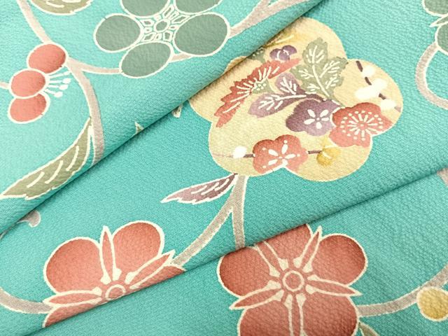 平和屋着物●上質な小紋　型染め　花唐草文　正絹　逸品　未使用　AABI1863fy｜平和屋