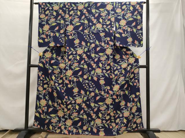 平和屋着物□極上 小紋 無双 紗袷 紗×絽 五泉 手描き 南天蔦