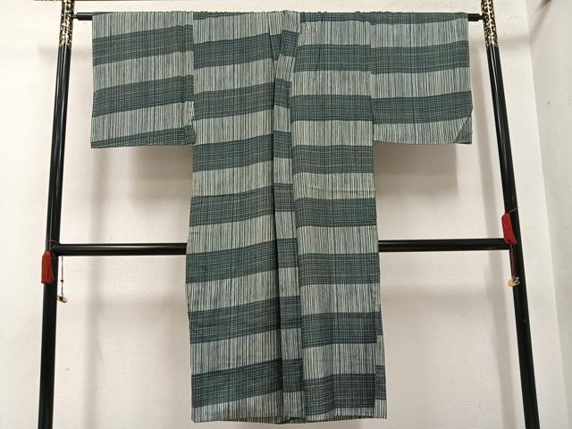 平和屋着物●男性 長襦袢 袷 横段文 正絹 逸品 未使用 AABI7480ph|平和屋
