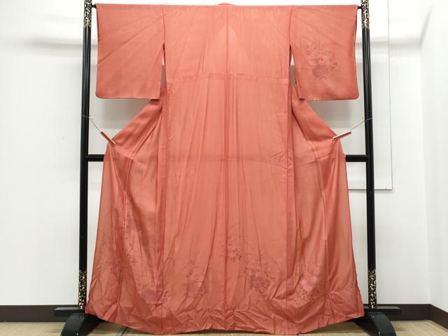 平和屋着物▽訪問着　単衣　紗袷　紗&times;絽　糸巻き花文　正絹　逸品　CABG2453th｜平和屋