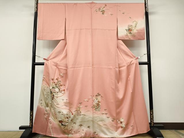 平和屋着物●訪問着　短冊重ね花車文　暈し染め　金彩　正絹　逸品　CABH9977ut｜平和屋