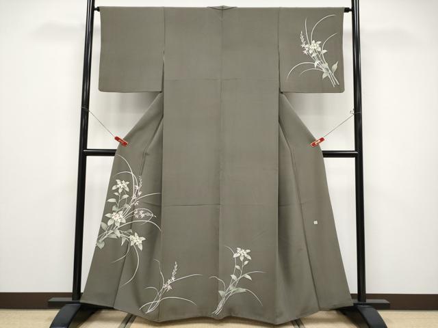 平和屋着物●極上 本加賀友禅作家 小田美知代 訪問着 枝花文 樺茶色地 まるやま扱い 逸品 CYAA4596s6|平和屋