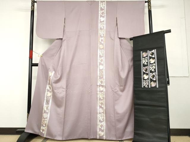 長閑やかさ屋御召しもの●短い訪問着・袋帯仕掛ける 謎あわせ 斧琴菊 金彩 正絹 珠玉 AABG6719cs