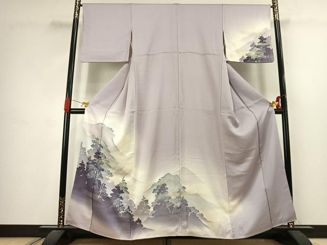 平和屋着物●訪問着　風景樹林文　暈し染め　金銀彩　正絹　逸品　AABJ4669fy｜平和屋