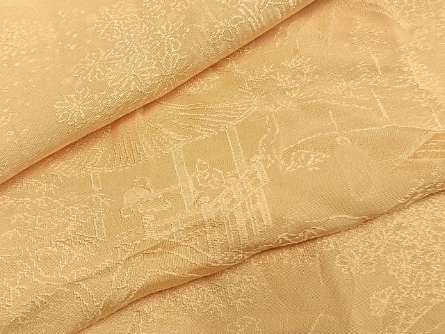 長閑やかさ屋御召しもの●飛び切りな色無地 見晴らし花地紋 黄褐色 正絹 珠玉 AABH5088fy