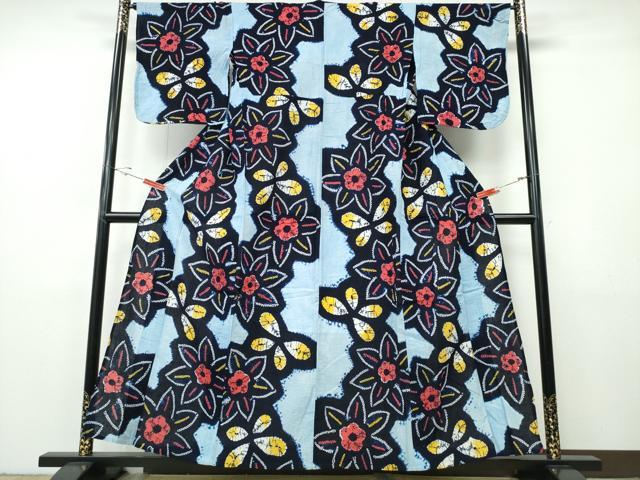 平和屋着物∴夏物 浴衣 有松鳴海絞り 舞蝶花文 綿 逸品 CABH1500ng|平和屋
