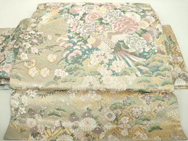 長閑やかさ屋御召しもの●ワンタッチつけ帯 唐織 吉祥鳳凰花文 金糸 正絹 珠玉 DABA1865ps