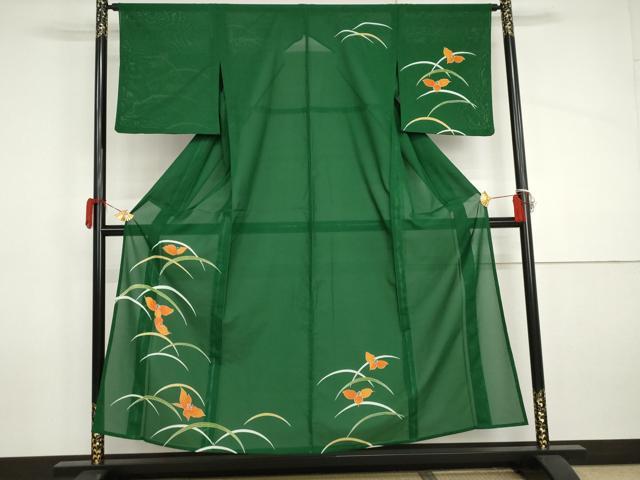 長閑やかさ屋御召しもの＊夏物 短い訪問着 絽 芝花文 金彩 洗える御召しもの AABI9753cs