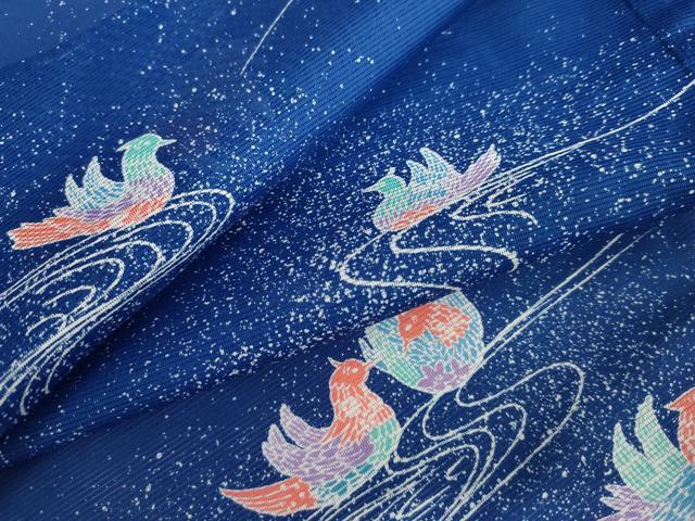 長閑やかさ屋御召しもの＊夏物 小紋 絽 鴛鴦 洗える御召しもの AABI9754cs
