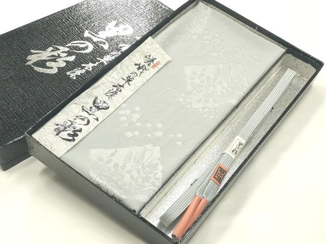 平和屋着物●和装小物 帯締め・帯揚げセット 高麗組 草木染 黒の彩 破れ色紙草地紋 逸品 未使用 AABJ9461ay|平和屋