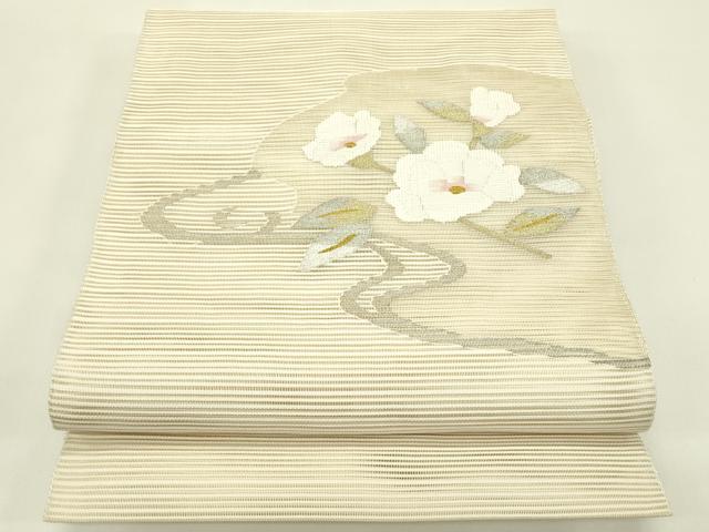 長閑やかさ屋お召しもの＊夏物 八寸名古屋帯 絽綴れ 枝花文 現ナマ糸 正絹 珠玉 CABH5911rv