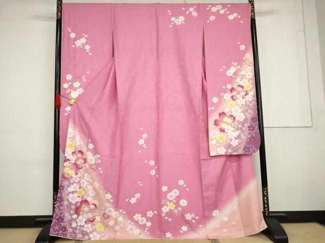 長閑やかさ屋お召しもの●晴れ晴れしい振袖 舞花文 暈し染め 正絹 珠玉 AABG2769cs