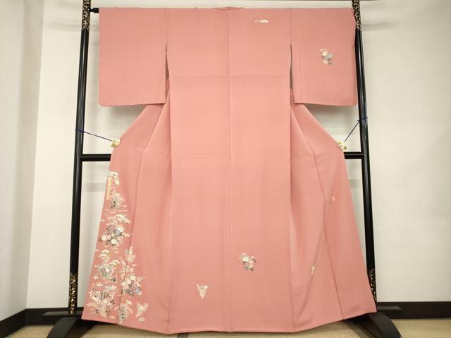 平和屋着物●本加賀友禅作家　柿本市郎　訪問着　草花文　正絹　逸品　AABK0096ck｜平和屋