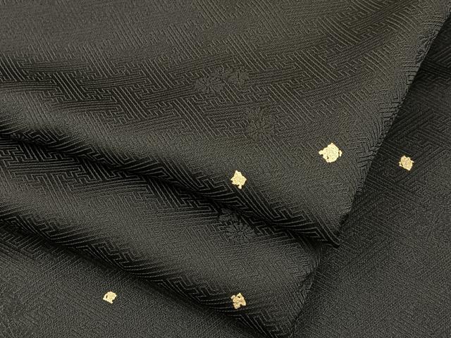平和屋着物●上質な小紋　箔散らし　黒地　金彩　正絹　逸品　BAAW0979hj｜平和屋