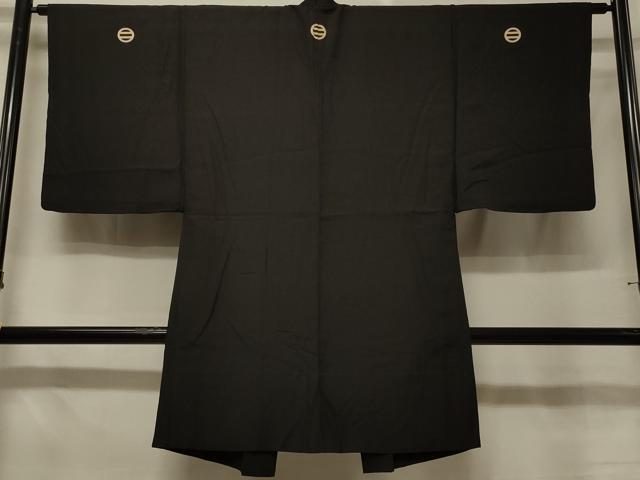 平和屋着物＃男性　長羽織　黒紋付き　正絹　逸品　CABE5343in｜平和屋