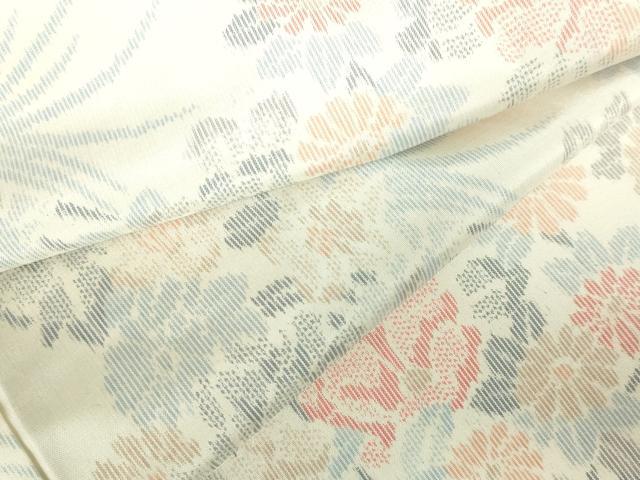 長閑やかさ屋お召しもの▽御前上等な紬 単衣 顕花植物文 正絹 珠玉 DABF3344op