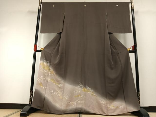 長閑やかさ屋御召しもの●晴れ晴れしい色留袖 友禅 立波文 暈し染め 金糸 金彩 正絹 珠玉 AABH0726fy