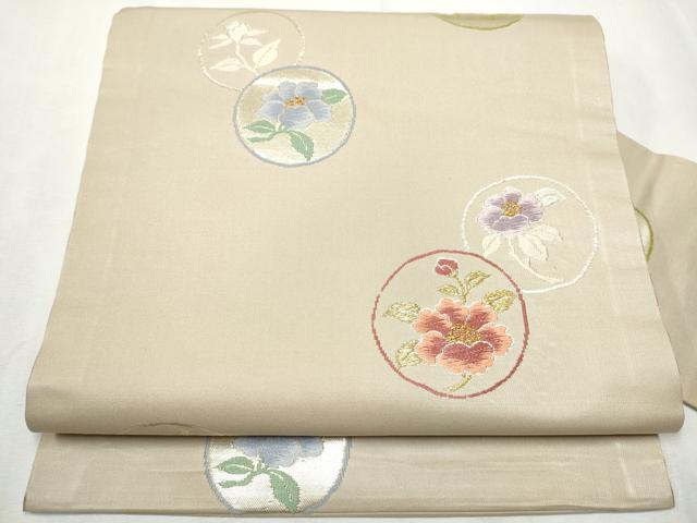 平和屋着物●九寸名古屋帯　唐織　枝花丸文　金銀糸　正絹　逸品　CABB9423hy｜平和屋