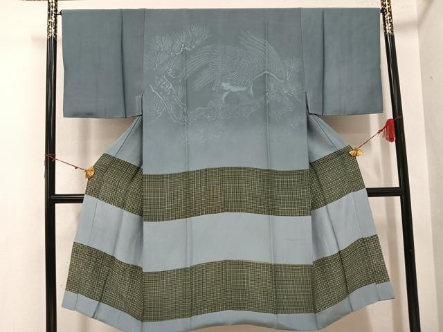 長閑やかさ屋お召しもの●成人男性 長襦袢 袷 鷹 松 正絹 珠玉 AABI7454ph