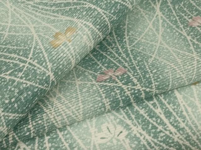 長閑やかさ屋御召しもの＊夏物 小紋 絽 顕花植物抜け道 洗える御召しもの AABI9870jd