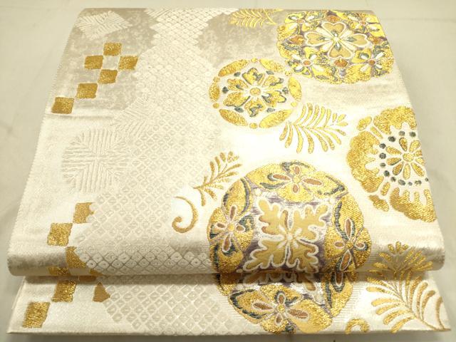 長閑やかさ屋御召しもの●六通柄袋帯 唐織 鬱金先だつもの染 道長鹿子華文 現ナマ糸 正絹 珠玉 DABD0494op