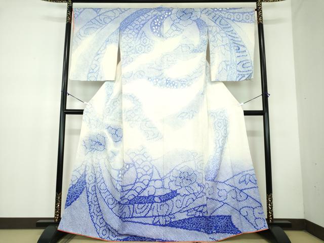 平和屋着物●訪問着　総絞り　束ね熨斗花文　正絹　逸品　DABB4566ps｜平和屋
