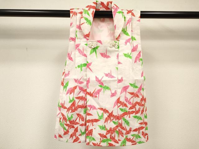 平和屋着物[]女の子　子供　被布　折り鶴　洗える着物　DABC5389ma｜平和屋