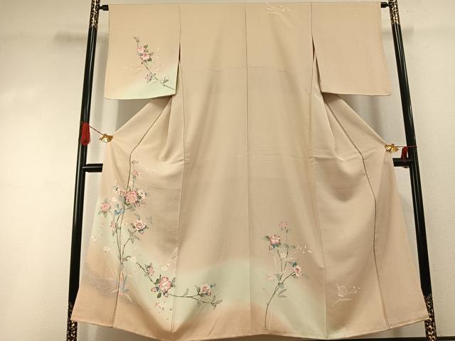 長閑やかさ屋御召しもの●短い訪問着 友禅 枝花文 暈し染め 正絹 珠玉 AABI1609fy
