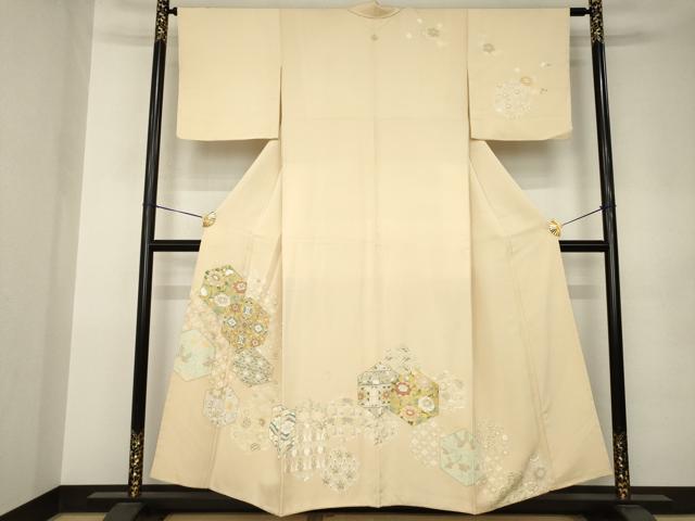 平和屋着物●訪問着　亀甲花文　正絹　逸品　AABK0112ck｜平和屋