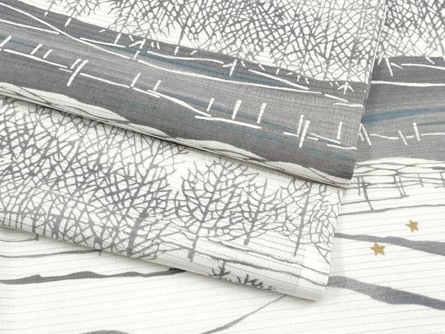 長閑やかさ屋御召しもの＊夏物 小紋 絽 森林地帯文 さんび謹製 洗える御召しもの CABG3463tx