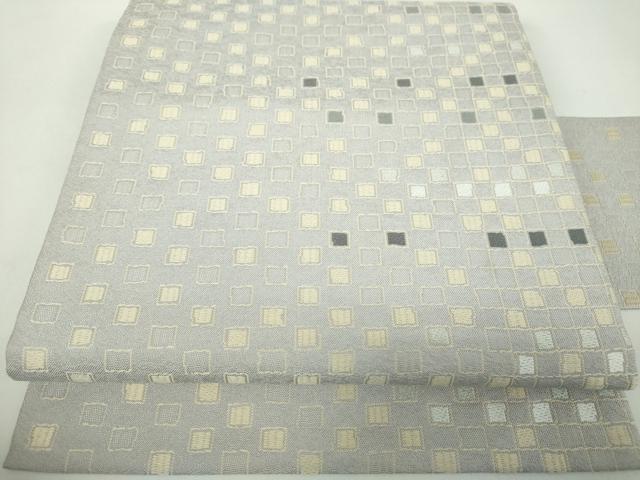 平和屋着物●九寸名古屋帯　唐織　格子　正絹　逸品　DABE5093ps｜平和屋