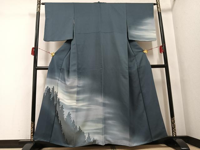 平和屋着物●訪問着　樹林シルエット　暈し染め　正絹　逸品　AABG8523ph｜平和屋