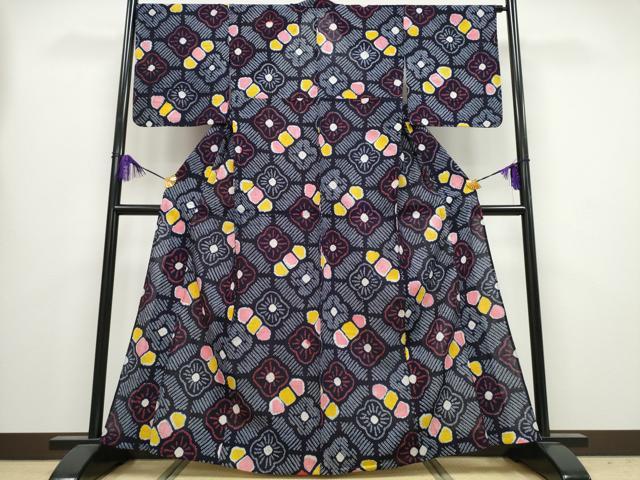 平和屋着物∴夏物 浴衣 有松鳴海絞り 天井花文 綿 逸品 未使用 CABA0636ng|平和屋