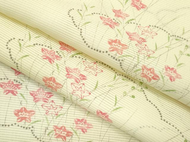 長閑やかさ屋御召しもの＊夏物 小紋 絽 雲取り被子植物文 洗える御召しもの CABB2101ze
