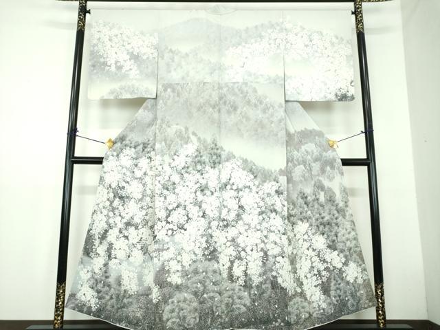 平和屋着物●訪問着　渡橋樹林風景　枝垂れ桜　暈し染め　正絹　逸品　DABD1635ps｜平和屋 46,800円