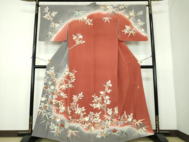 平和屋着物●訪問着　作家物　橘　笹文　暈し染め　金彩　正絹　逸品　DABE5928ps｜平和屋