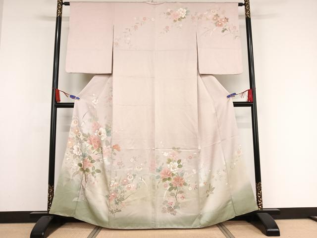 平和屋着物○訪問着 型染め 花尽し 正絹 逸品 AABB0429ph