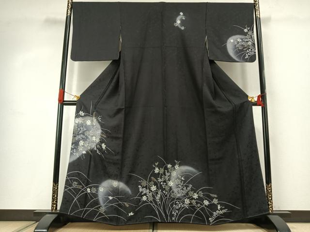 長閑やかさ屋御召しもの●短い訪問着 顕花植物文 暈し染め 金彩 正絹 珠玉 AABJ4067fy
