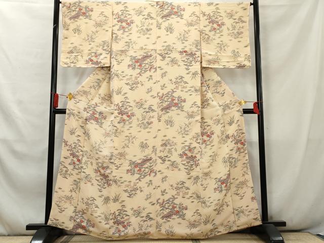 楽天市場】平和屋着物○上質な小紋 渡橋風景花鳥文 鬼しぼ縮緬 正絹