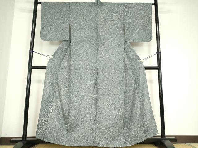 長閑やかさ屋御召しもの▽短い訪問着 単衣 草葉文 正絹 珠玉 DABE4731az