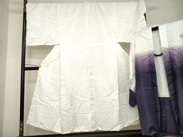 長閑やかさ屋御召しもの●成人男性 白紋付・羽織書き割り 菱文 キングサイズ 洗える御召しもの AABH2603ck