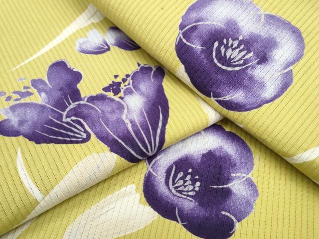 平和屋着物∴夏物 浴衣 縦綿絽 草花文 綿 逸品 CAAW1056ng