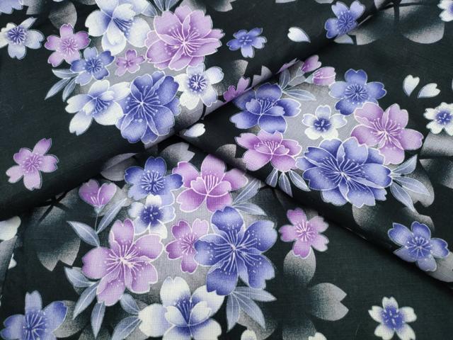 平和屋着物∴夏物 浴衣 綿紅梅 花丸文 黒地 銀彩 綿 逸品 CAAW1058ng