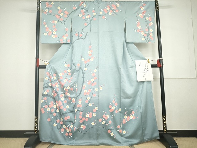 長閑やかさ屋御召しもの●京都の和装業の老舗親族グループ 千切屋治兵衛 短い訪問着 墨付き 梅 暈し染め 正絹 珠玉 AABG7977cs